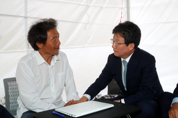 이학재 방문한 바른미래당 유승민