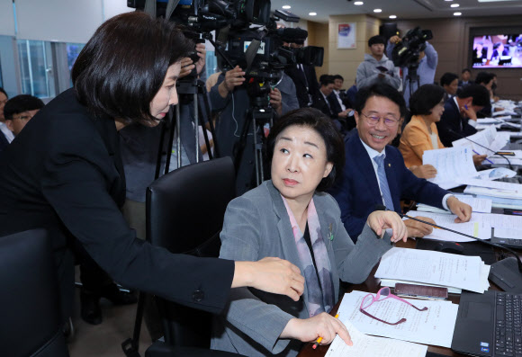 인사나누는 나경원 심상정