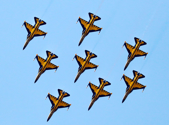 블랙이글스의 아덱스 개막 축하 비행