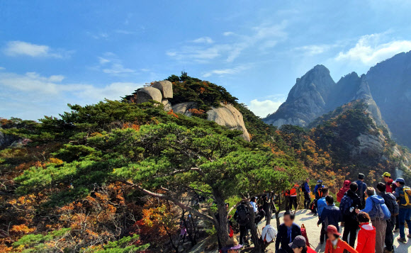 북한산 단풍 인파