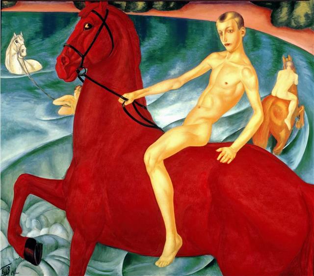 쿠지마 페트로프봇킨, ‘붉은 말의 목욕’, 1912년 (160×186㎝, 트레티야코프미술관, 모스크바, 러시아)