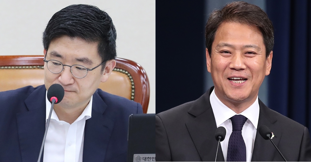 김세연(왼쪽) 자유한국당 의원과 임종석 전 대통령 비서실장. 연합뉴스