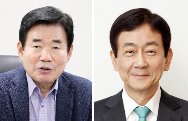 김진표 더불어민주당 의원(왼쪽)-진영 행정안전부 장관