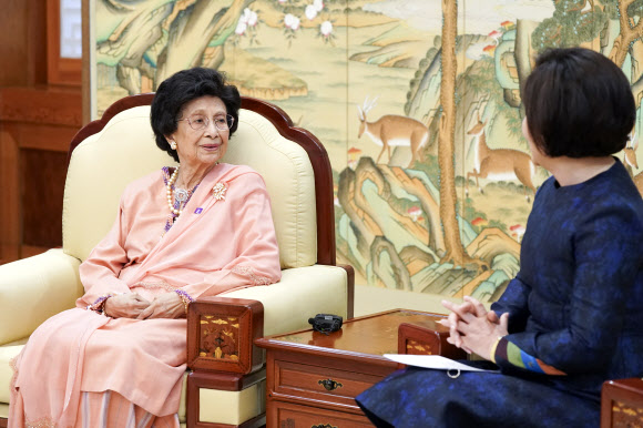 김정숙 여사, 말레이 총리 부인과 환담