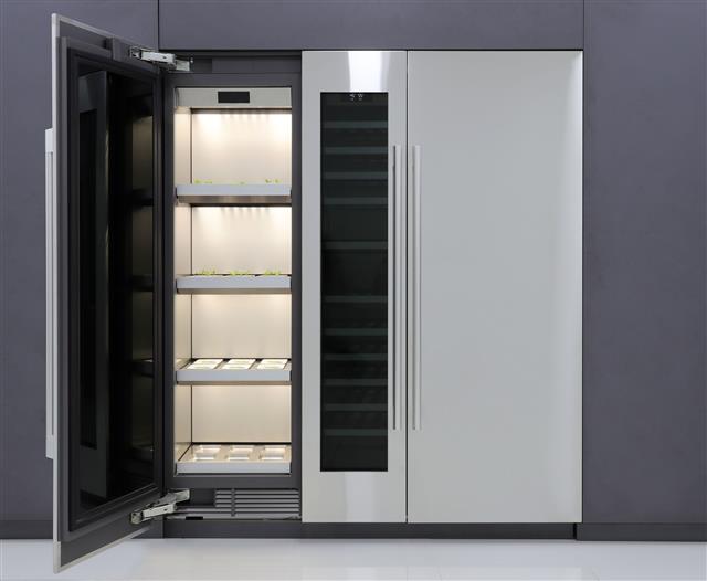 식물재배기와 와인셀러, 냉장고를 빌트인으로 구성해 놓은 모습이다. LG전자 제공