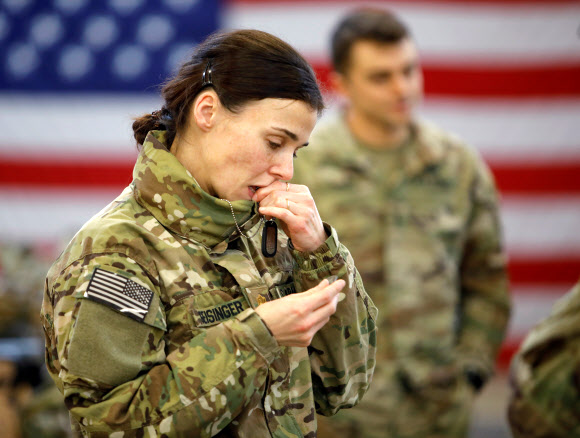 파병을 앞둔 미군 제82공수사단 소속 장병들.  REUTERS=연합뉴스