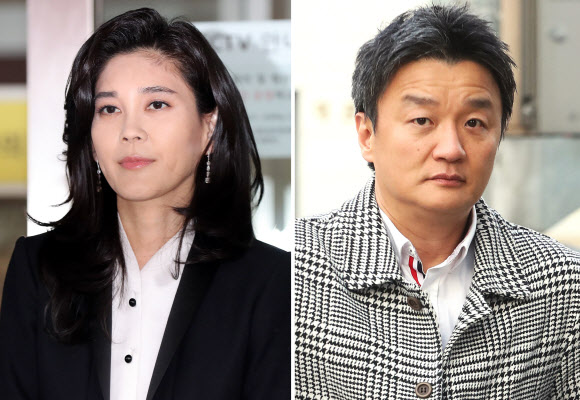 이부진 호텔신라 사장(왼쪽)과 임우재 전 삼성전기 고문 연합뉴스