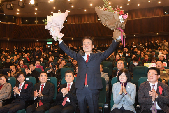 5일 오후 여의도 국회도서관에서 미래한국당은 중앙당 창당대회를 열고, 당대표에 한선교의원을 선출하였다. 2020.2.5 김명국 선임기자 daunso@seoul.co.kr