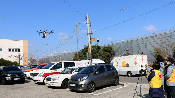 적십자 대구, 드론을 이용한 다중이용시설 방역 활동 실시