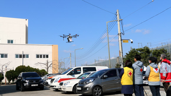 적십자 대구, 드론을 이용한 다중이용시설 방역 활동 실시