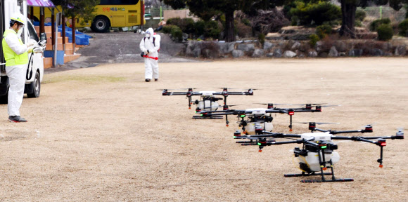 삼척지역 학교 드론 방역