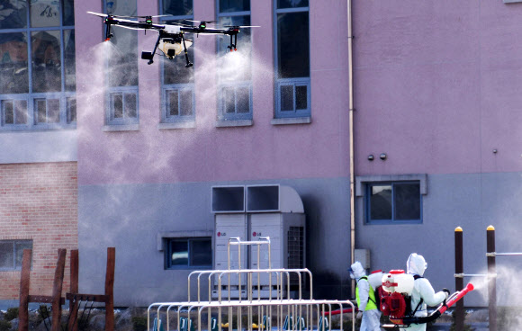 드론 투입된 방역 현장