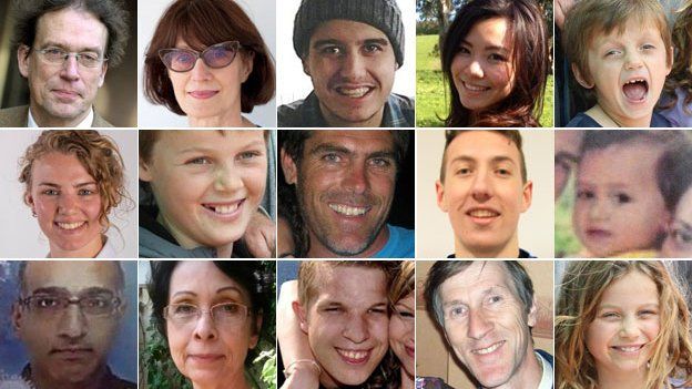 MH17 편에 탑승했다 목숨을 잃은 이들이다. 모두 298명이 희생됐다. 영국 BBC 홈페이지 캡처 