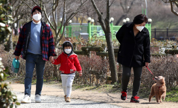 ‘마스크 쓰고 산책 즐겨요’
