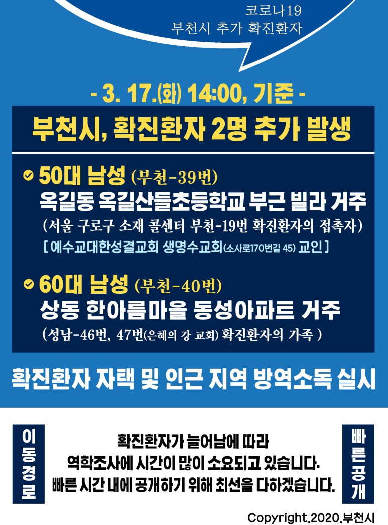 부천시의 17일 코로나 확진자 카드뉴스