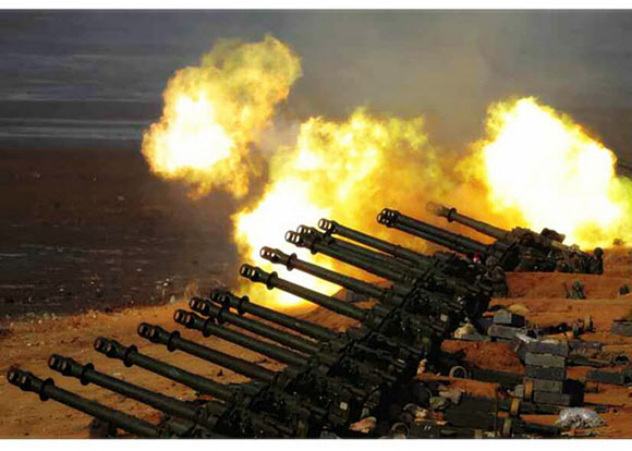 김정은, 서부전선대연합부대 포사격대항경기 지도