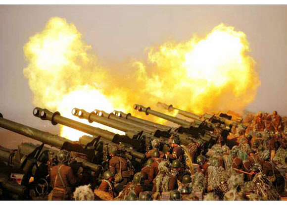 김정은, 서부전선대연합부대 포사격대항경기 지도