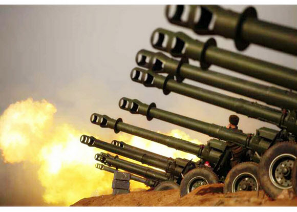 김정은, 서부전선대연합부대 포사격대항경기 지도