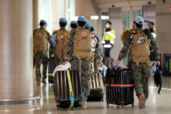 무사 귀국하는 남수단 파병 한빛부대 11진