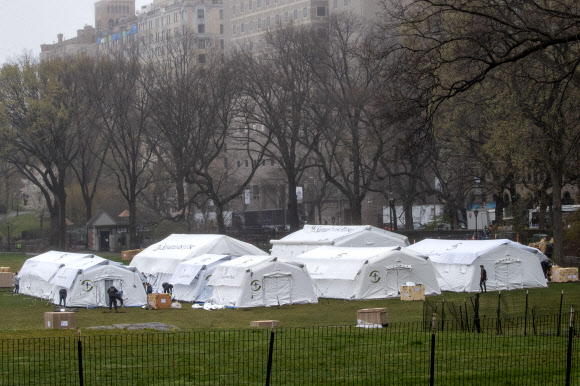 뉴욕 센트럴 파크에 등장한 코로나19 야전병원