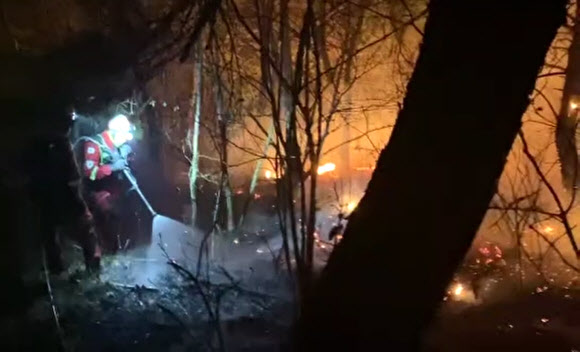 야간에도 멈출수 없는 진화작업