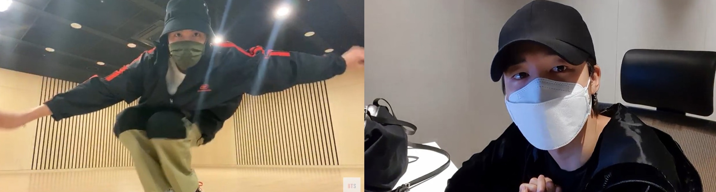 지난달 28일 그룹 방탄소년단의 제이홉이 유튜브 공식 채널 ‘방탄TV’에서 춤 실력을 뽐내고 있다(왼쪽). 오른쪽은 1일 지민이 이 채널을 통해 새 앨범 작업 상황에 대해 말하는 모습. 빅히트 엔터테인먼트 제공