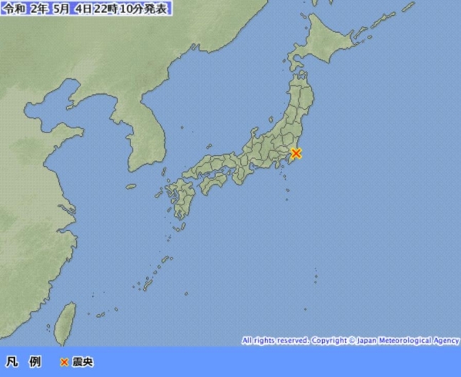일본 지바현서 규모 5.5 지진 발생. 일본 기상청 홈페이지 캡처