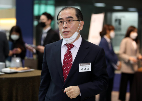 20일 오전 국회 헌정기념관 대강당에서 열린 제21대 국회 초선의원 의정연찬회에서 미래통합당 태영호 당선인이 헌정기념관을 둘러보고 있다. 2020.5.20  연합뉴스