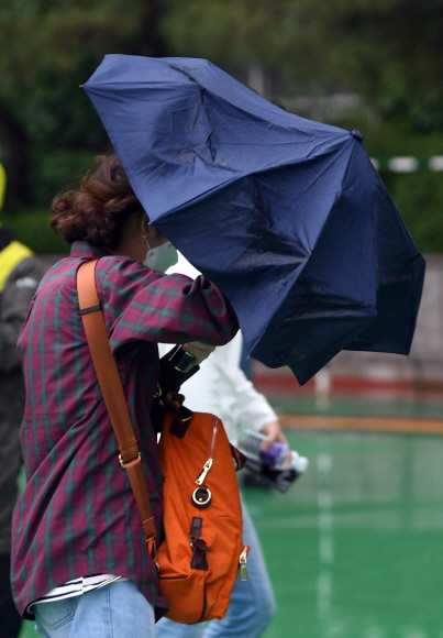 24일 서울 서경대학교에서 열린 sk그룹 상반기 종합역량검사에서 구직자들이 우산을 쓴채 입장을 기다리고 있다. 2020.5.24 박지환기자 popocar@seoul.co.kr