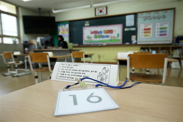 초등학생 기다리는 교실