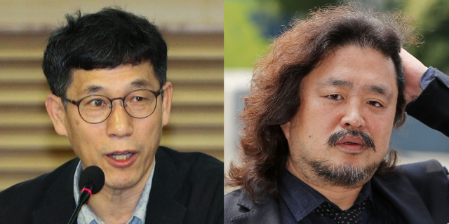 진중권 전 동양대학교 교수(왼쪽)와 방송인 김어준 씨.  뉴스1