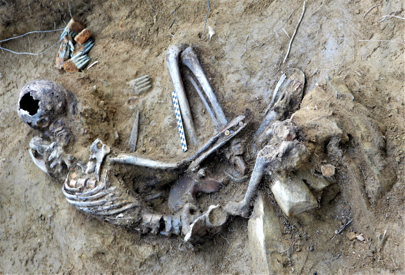 화살머리고지에서 발굴된 완전유해
