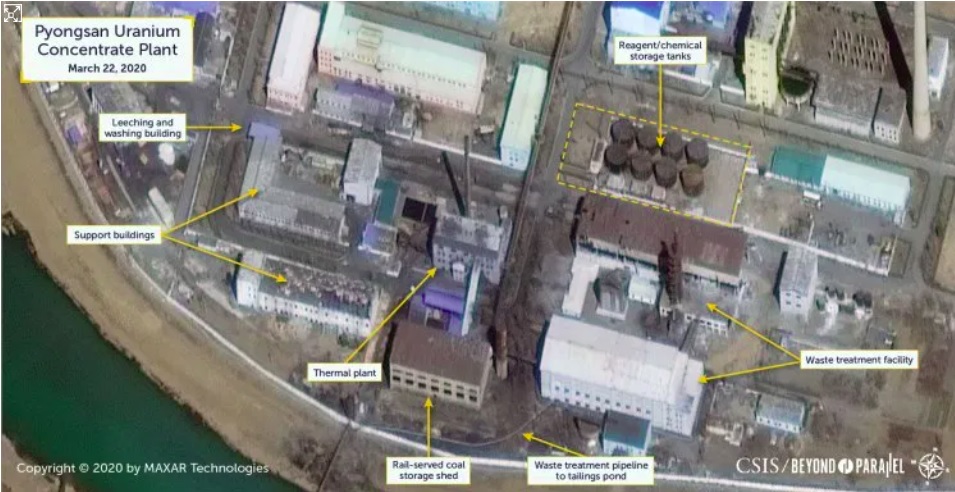 미국 전략국제문제연구소(CSIS)가 지난 3월 북한 황북 평산군 우라늄 농축공장을 찍은 위성사진.(출처 CSIS 홈페이지)