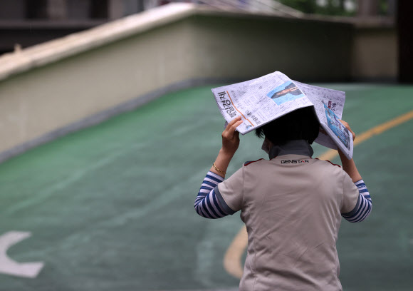 ‘우산 대신 신문’