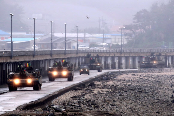서북도서순환훈련 전차-자주포 기동