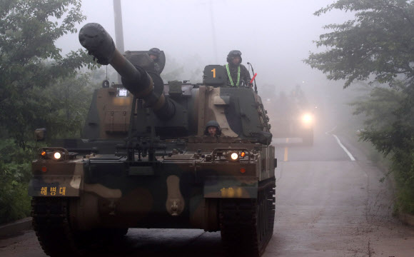 K9 자주포 안갯속 기동