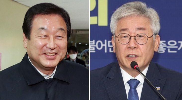 김무성(왼쪽) 미래통합당 전 의원. 이재명(오른쪽) 경기지사. 뉴스1