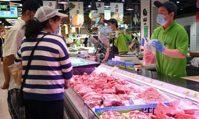 중국 베이징 한 마트의 육류 판매 코너/글로벌 타임스 캡처