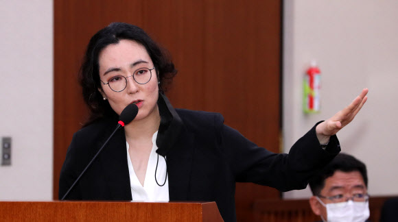 대북 전단 관련 질의에 답변하는 전수미 변호사