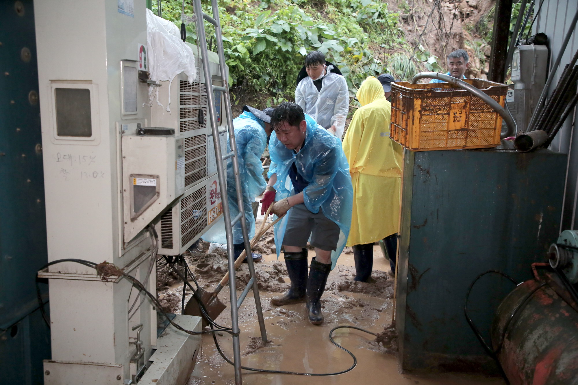 더불어민주당 조오섭 의원이 5일 강원 양구군에서 수해복구작업에 참여하고 있다.