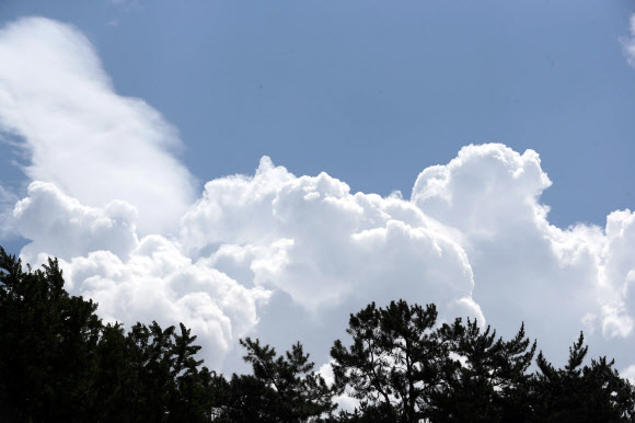 제5호 태풍 ‘장미’가 큰 피해 없이 물러간 11일 오전 전남 순천시 해룡면에 먹구름이 걷히고 파란 하늘이 모습을 드러내고 있다. 2020.8.11  연합뉴스