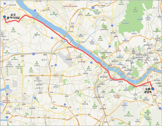 M6427 김포~강남역 광역급행버스 노선  국토교통부 제공