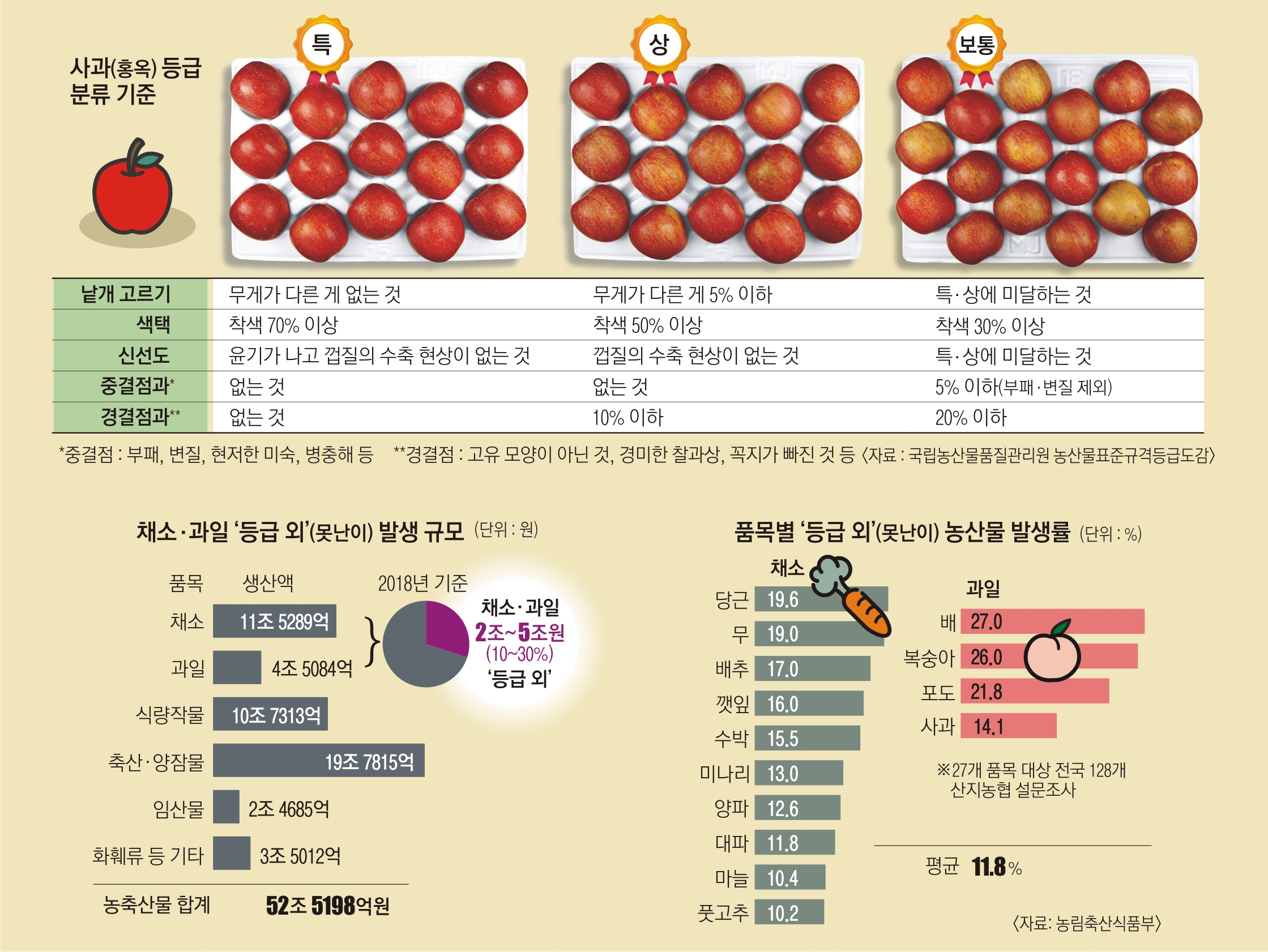 채소 과일 등급 외(못난이) 발생