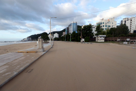 백사장으로 변한 송정 해변도로