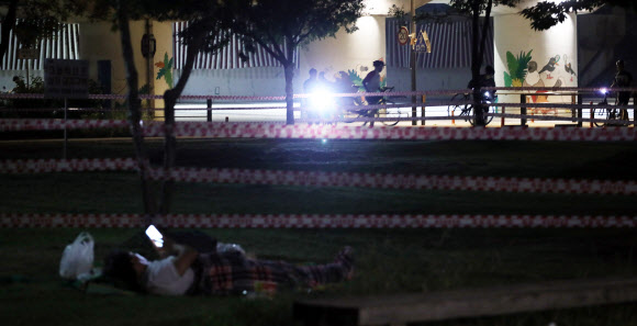 한강 통제구역 옆에서...