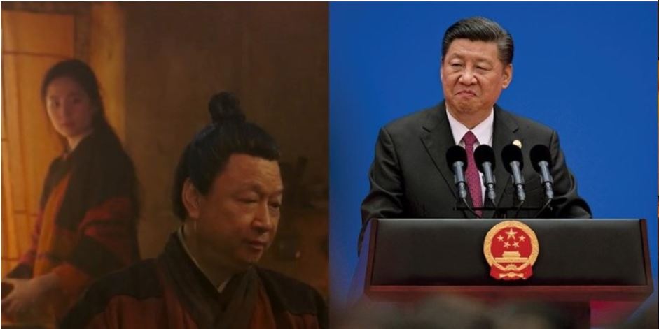 영화 ‘뮬란’ 속 여주인공 아버지(왼쪽)와 시진핑 중국 국가주석