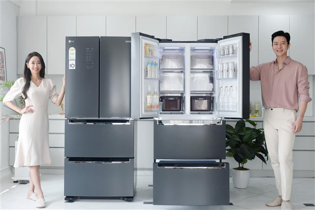 18일 업계에 따르면 최근 김치냉장고의 개별 식품 보관 기능이 확대되면서 비용 문제, 협소한 공간 등을 고려해 냉장고를 김치냉장고 한 대만 들이는 소비자들도 생기는 추세다. 사진은 LG전자의 ‘디오스 김치톡톡’. 삼성전자·LG전자·위니아딤채 제공