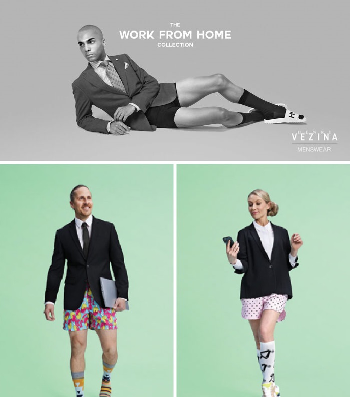 재택 근무용 출근복장을 제시한 광고 캠페인. 사진=각 브랜드 홈페이지