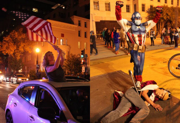 바이든 승리 축하하는 워싱턴DC 시민들