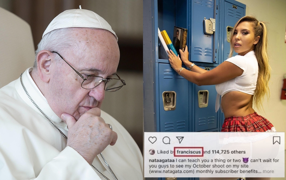 프란치스코 교황의 공식 인스타그램 계정이 최근 브라질의 한 비키니 모델 사진에 ‘좋아요’를 누른 것이 포착됐다. 2020.11.20  EPA 연합뉴스
